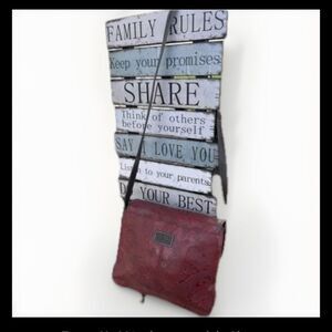 Relic Crossbody Bag Red Paisley Embossed Faux Leather Adjustable Purse